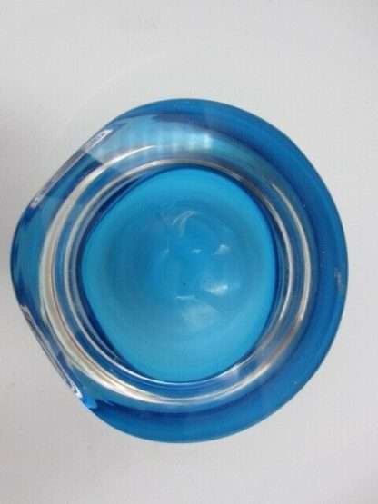 Sapphire blue flat rim poli seguso era sommerso art glass bowl murano geode - Image 3