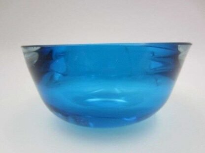 Sapphire blue flat rim poli seguso era sommerso art glass bowl murano geode - Image 4