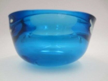 Sapphire blue flat rim poli seguso era sommerso art glass bowl murano geode - Image 9