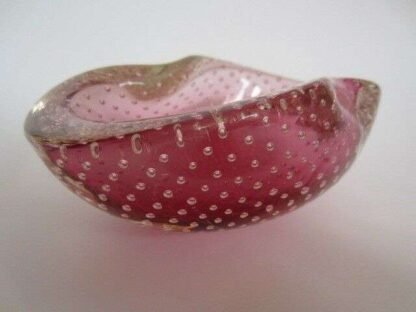 Archimede seguso murano art glass pink bullicante bubble bowl 1960s - Image 3