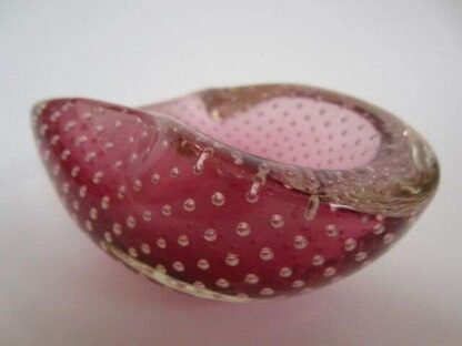 Archimede seguso murano art glass pink bullicante bubble bowl 1960s - Image 4