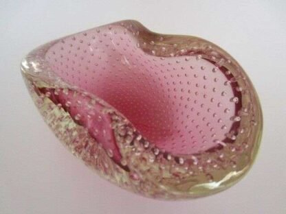 Archimede seguso murano art glass pink bullicante bubble bowl 1960s