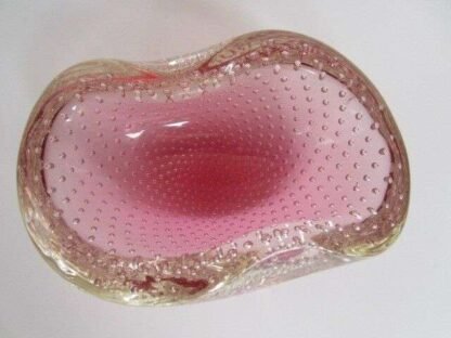 Archimede seguso murano art glass pink bullicante bubble bowl 1960s - Image 6