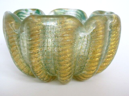 1950s barovier & toso murano italy cordonato d'oro art glass bowl