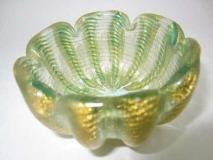 1950s barovier & toso murano italy cordonato d'oro art glass bowl - Image 7