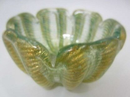 1950s barovier & toso murano italy cordonato d'oro art glass bowl - Image 10