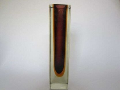 Column vase purple amber glowing green block cut murano sommerso art glass