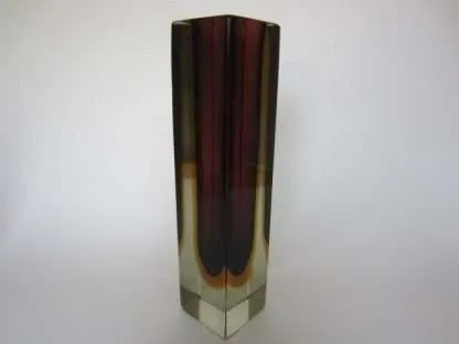 Column vase purple amber glowing green block cut murano sommerso art glass - Image 2