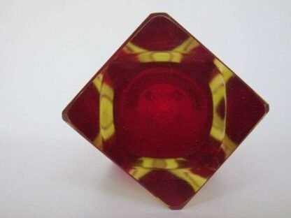 Geometric red and golden amber murano italy sommerso symmetric art glass vase - Image 12