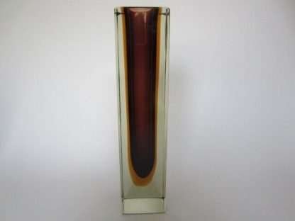 Column vase purple amber glowing green block cut murano sommerso art glass - Image 5