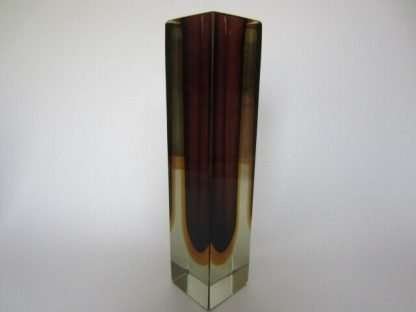 Column vase purple amber glowing green block cut murano sommerso art glass - Image 4