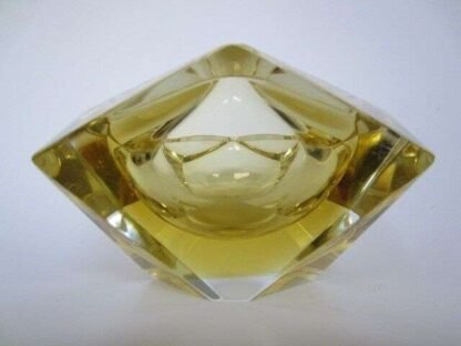 Flavio poli gold & amber sommerso diamond faceted murano glass bowl - Image 4