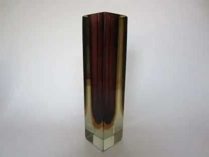 Column vase purple amber glowing green block cut murano sommerso art glass - Image 6