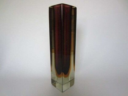 Column vase purple amber glowing green block cut murano sommerso art glass - Image 8