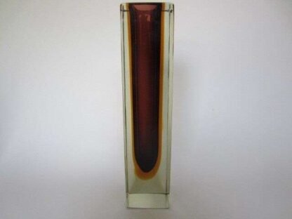 Column vase purple amber glowing green block cut murano sommerso art glass - Image 7