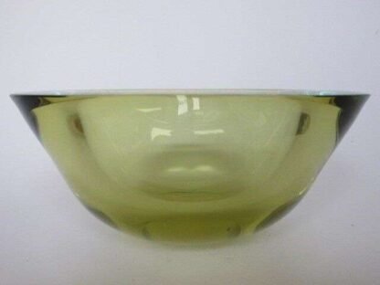 Xl yellow blue flat rim poli seguso era sommerso art glass bowl murano geode - Image 5