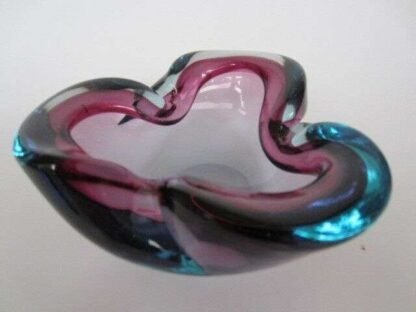 Archimede seguso purple and blue murano sommerso freeform glass bowl 1960s