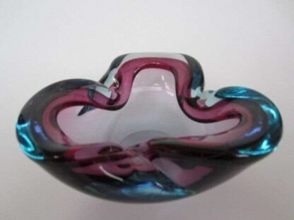 Archimede seguso purple and blue murano sommerso freeform glass bowl 1960s - Image 6