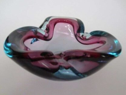 Archimede seguso purple and blue murano sommerso freeform glass bowl 1960s - Image 9