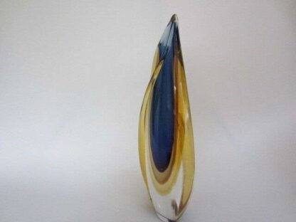 Murano sommerso italian handmade blue, yellow, and clear crystal xl vase + label - Image 5