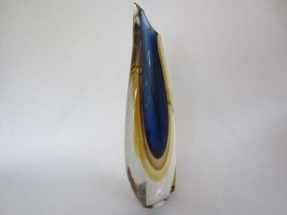 Murano sommerso italian handmade blue, yellow, and clear crystal xl vase + label - Image 6