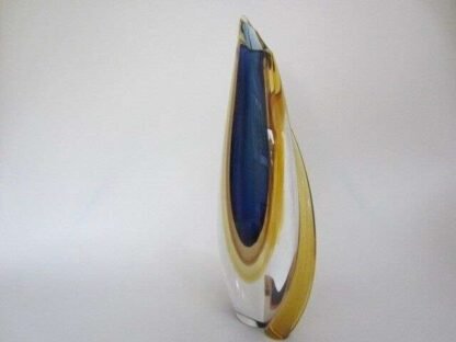 Murano sommerso italian handmade blue, yellow, and clear crystal xl vase + label - Image 9