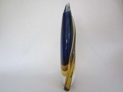 Murano sommerso italian handmade blue, yellow, and clear crystal xl vase + label - Image 10