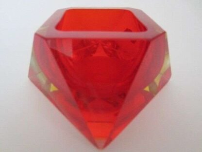 Murano sommerso unusual xl red seguso era square faceted block glass bowl label