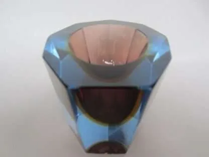 Murano italian glass sommerso faceted sculptural bowl by flavio poli 50/60s rare - Image 8