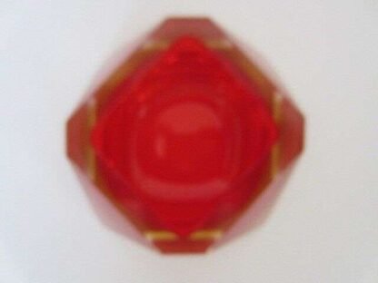 Murano sommerso unusual xl red seguso era square faceted block glass bowl label - Image 11