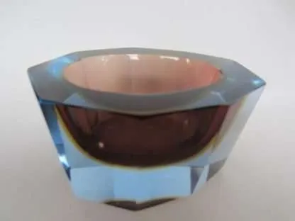 Murano italian glass sommerso faceted sculptural bowl by flavio poli 50/60s rare - Image 11