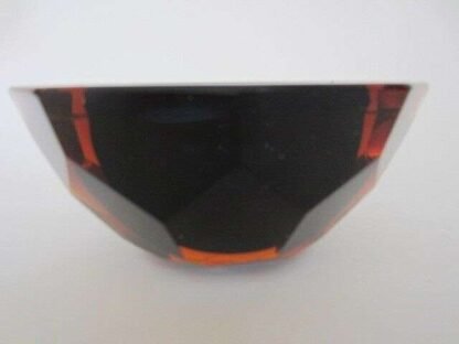 Murano honeycomb faceted blue in amber in gold space age diamond cut round bowl - Image 11