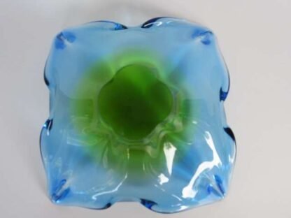 Vintage chribska sommerso art glass bowl blue and acid green 70s - Image 11