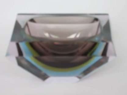 Murano crystal glass sculptural bowl sommerso faceted flavio poli, 1960s - Image 2