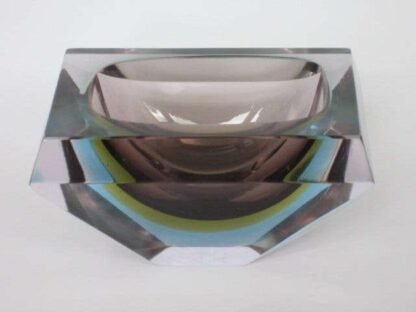 Murano crystal glass sculptural bowl sommerso faceted flavio poli, 1960s - Image 4