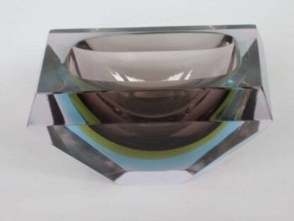 Murano crystal glass sculptural bowl sommerso faceted flavio poli, 1960s - Image 5