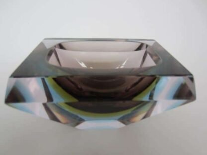 Murano crystal glass sculptural bowl sommerso faceted flavio poli, 1960s - Image 7