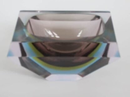 Murano crystal glass sculptural bowl sommerso faceted flavio poli, 1960s - Image 8