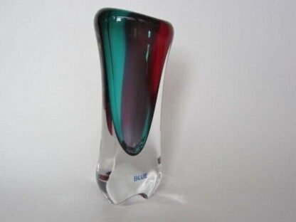 Hand blown bohemia glass art glass vase red and turquiose lead-free crystal - Image 2