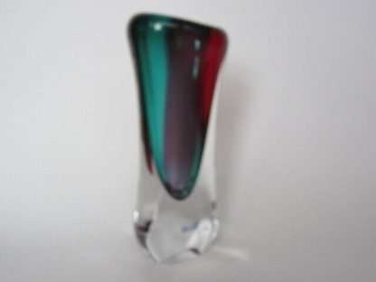 Hand blown bohemia glass art glass vase red and turquiose lead-free crystal - Image 3