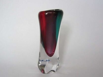 Hand blown bohemia glass art glass vase red and turquiose lead-free crystal - Image 7