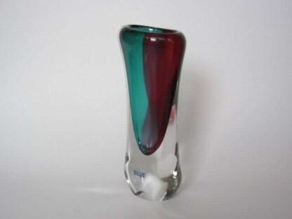 Hand blown bohemia glass art glass vase red and turquiose lead-free crystal - Image 9