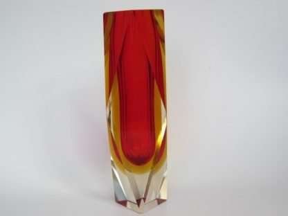 Xxl space age geometric murano sommerso red & amber art glass vase 10 1/2in 27cm - Image 7