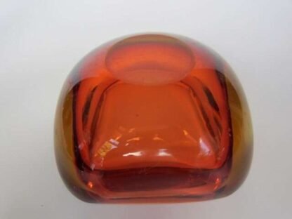 Murano seguso poli sommerso pink & golden amber square glass geode bowl - Image 7