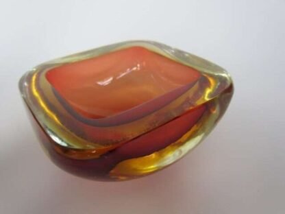 Murano seguso poli sommerso pink & golden amber square glass geode bowl - Image 8