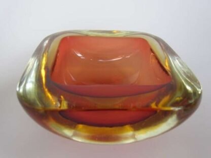 Murano seguso poli sommerso pink & golden amber square glass geode bowl - Image 9