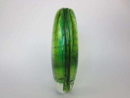 Heavy oval shaped murano sommerso style art glass vase blues greens & bullicante - Image 6