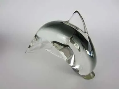 Leaping grey dolphin figurine sculpture Italian sommerso art glass V NASON and C