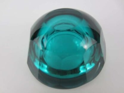 Murano honeycomb faceted green in turquoise in turquoise diamond cut round bowl - Image 6