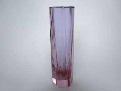 Moser facet cut alexandrite hexagonal czech crystal art glass column vase rare